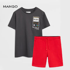 MANGO READY T-SHIRT + RED JOGGING BERMUDA
