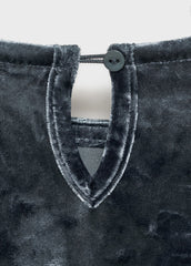 MANGO BLUE RUFFLED VELVET DRESS 77059236