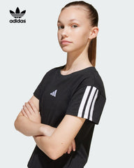 ADIDAS BLACK ESSINTIAL STRIPE SLEEVE T-SHIRT