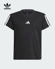 ADIDAS BLACK ESSINTIAL STRIPE SLEEVE T-SHIRT