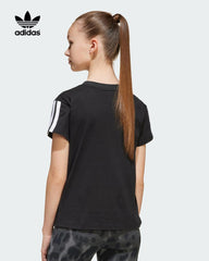 ADIDAS BLACK ESSINTIAL STRIPE SLEEVE T-SHIRT