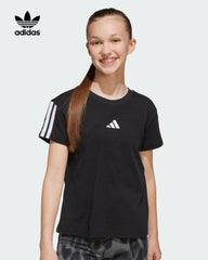 ADIDAS BLACK ESSINTIAL STRIPE SLEEVE T-SHIRT