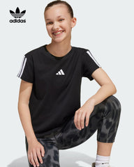 ADIDAS BLACK ESSINTIAL STRIPE SLEEVE T-SHIRT