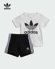 ADIDAS BLACK WHITE KIDS SHORTS TEE SET
