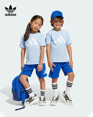 ADIDAS GLOW BLUE ESSENTIALS TEE & SHORT SET