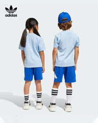 ADIDAS GLOW BLUE ESSENTIALS TEE & SHORT SET