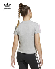 ADIDAS GREY ESSINTIAL STRIPE T-SHIRT