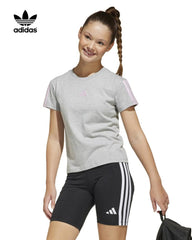 ADIDAS GREY ESSINTIAL STRIPE T-SHIRT
