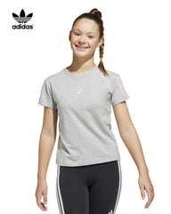 ADIDAS GREY ESSINTIAL STRIPE T-SHIRT