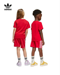 ADIDAS RED KIDS SHORTS TEE SET