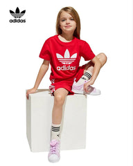ADIDAS RED KIDS SHORTS TEE SET