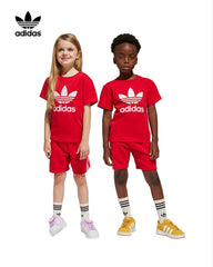 ADIDAS RED KIDS SHORTS TEE SET