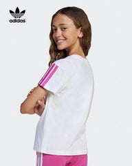ADIDAS WHITE ESSINTIAL STRIPE SLEEVE T-SHIRT