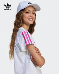 ADIDAS WHITE ESSINTIAL STRIPE SLEEVE T-SHIRT