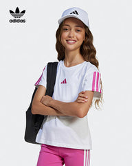 ADIDAS WHITE ESSINTIAL STRIPE SLEEVE T-SHIRT