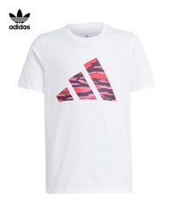 ADIDAS WHITE UNISEX CAMO LINEAR GRAPHIC T-SHIRT