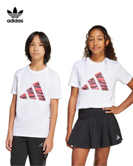 ADIDAS WHITE UNISEX CAMO LINEAR GRAPHIC T-SHIRT
