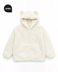 ANKO CREAM PLUSH TEDDY HOODIE WITH BEAR EARS