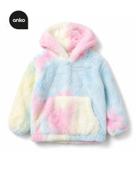ANKO GIRLS PASTEL TIE DYE PLUSH HOODIE