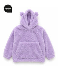 ANKO LAVENDER TEDDY FLEECE HOODIE WITH BEAR EARS