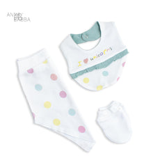 ANNA BABBA WHITE GREEN POLKA DOT UNICORN 5PCS SET