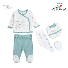 ANNA BABBA WHITE GREEN POLKA DOT UNICORN 5PCS SET