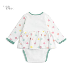 ANNA BABBA WHITE GREEN POLKA DOT UNICORN DRESS ROMPER