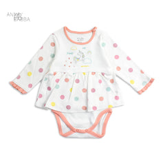 ANNA BABBA WHITE POLKA DOT UNICORN DRESS ROMPER