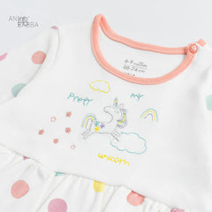 ANNA BABBA WHITE POLKA DOT UNICORN DRESS ROMPER
