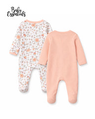 BABY ESSENTIALS FLORAL AND RIBBED ZIP SLEEPSUITS