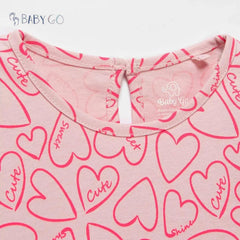 BABY GO PINK HEARTS PRINTED DRESS