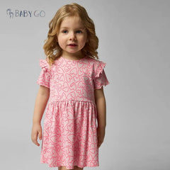 BABY GO PINK HEARTS PRINTED DRESS