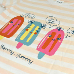 BABY GO WHITE STRIPED YUMMY YUMMY T-SHIRT