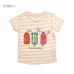 BABY GO WHITE STRIPED YUMMY YUMMY T-SHIRT