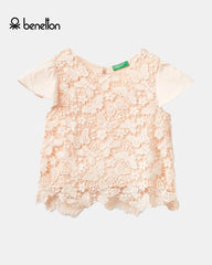BENETTON PEACH SHORT SLEEVE BLOUSE IN MACRAME 2 PCS SET