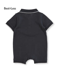 BEST & LESS CHARCOAL GREY PIQUE POLO ROMPER