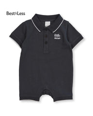 BEST & LESS CHARCOAL GREY PIQUE POLO ROMPER