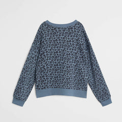 MANGO BLUE LEOPARD PRINTED ORGANIC COTTON SWEATSHIRT