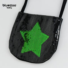 BLUEZOO BLACK GREEN STAR SEQUINED MINI PURSE