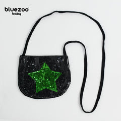 BLUEZOO BLACK GREEN STAR SEQUINED MINI PURSE