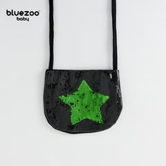 BLUEZOO BLACK GREEN STAR SEQUINED MINI PURSE