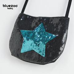 BLUEZOO BLACK GREEN STAR SEQUINED MINI PURSE