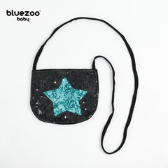 BLUEZOO BLACK GREEN STAR SEQUINED MINI PURSE