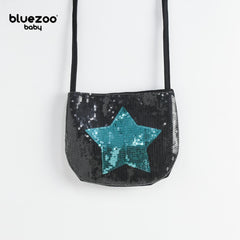 BLUEZOO BLACK GREEN STAR SEQUINED MINI PURSE
