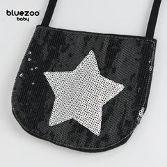 BLUEZOO BLACK WHITE STAR SEQUINED MINI PURSE