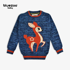 BLUEZOO BLUE HAPPY DEER SWEATER