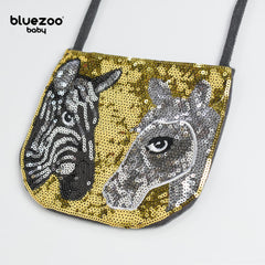 BLUEZOO GREY ZEBRA SEQUINED MINI PURSE