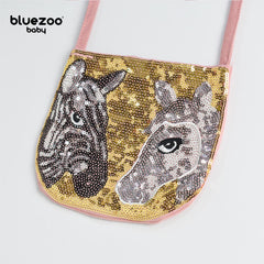 BLUEZOO PINK ZEBRA SEQUINED MINI PURSE
