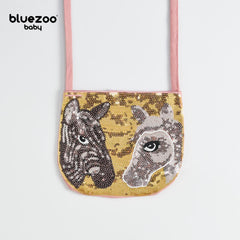 BLUEZOO PINK ZEBRA SEQUINED MINI PURSE