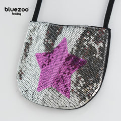 BLUEZOO SILVER PURPLE STAR SEQUINED MINI PURSE
